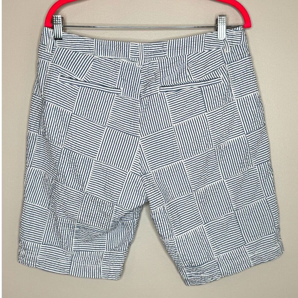 L.L. Bean Women's Blue & White Seersucker Patchwork Shorts Nautical Preppy 10 - Picture 3 of 7